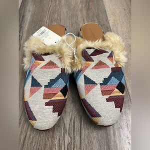 Universal Thread Multicolor Faux Fur Mules